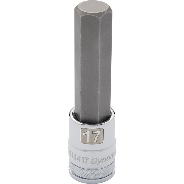 Tools 1/2" Drive Metric Hex Head, 17mm Long Bit, Chrome Finish Socket